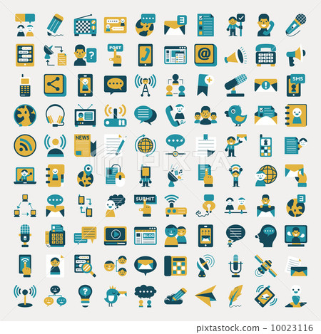 Retro flat communication icons set Retro flat communication icons set 10023116