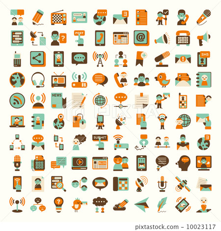 Retro flat communication icons set 10023117
