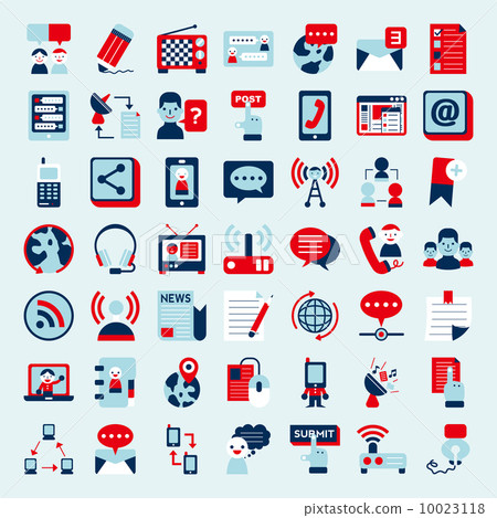 Retro flat communication icons set 10023118