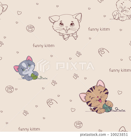 Cartoon seamless pattern with cute cats Cartoon seamless pattern with cute cats 10023851