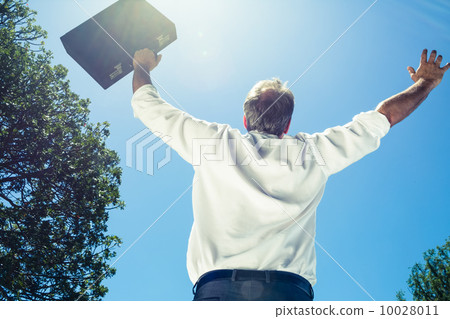 Rear view of businessman carrying briefcase 10028011