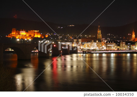 海得爾堡，德國夜視圖 10034350
