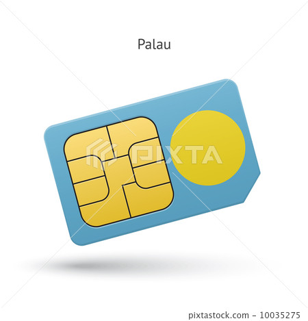 Palau mobile phone sim card with flag. 10035275
