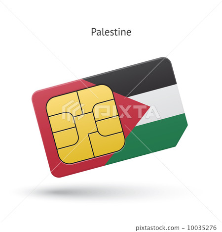 Palestine mobile phone sim card with flag. Palestine mobile phone sim card with flag. 10035276