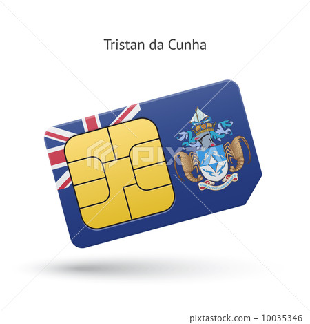 Tristan da Cunha mobile phone sim card with flag. 10035346