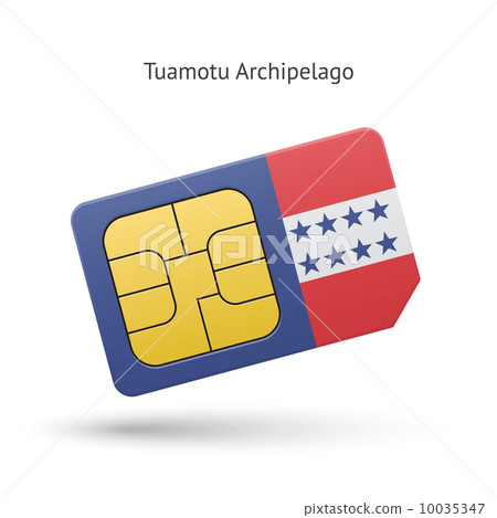 Tuamotu Archipelago phone sim card with flag. 10035347