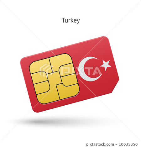 Turkey mobile phone sim card with flag. 10035350
