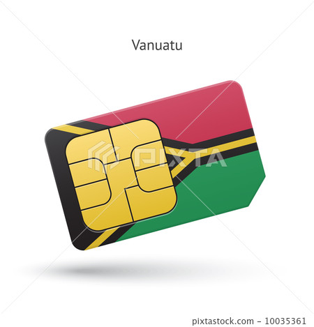 Vanuatu mobile phone sim card with flag. 10035361