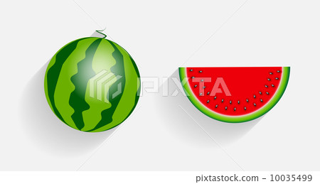 Watermelon Icons with Long Shadows Vector Illustration Watermelon Icons with Long Shadows Vector Illustration 10035499