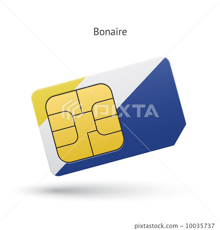 Bonaire mobile phone sim card with flag. 10035737