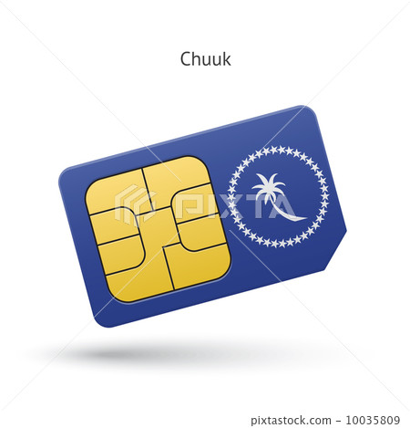 Chuuk mobile phone sim card with flag. 10035809