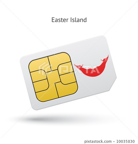 Easter Island mobile phone sim card with flag. 10035830