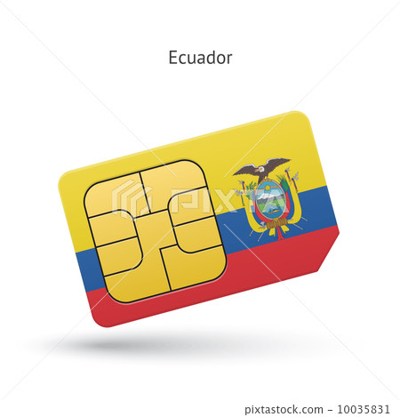 Ecuador mobile phone sim card with flag. Ecuador mobile phone sim card with flag. 10035831