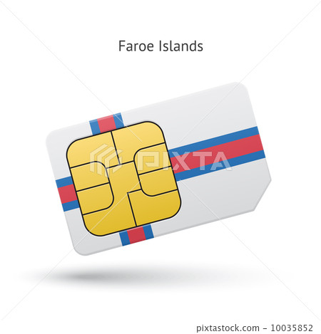 Faroe Islands mobile phone sim card with flag. Faroe Islands mobile phone sim card with flag. 10035852
