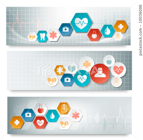 Three medical banners with icons. Vector. Three medical banners with icons. Vector. 10036086
