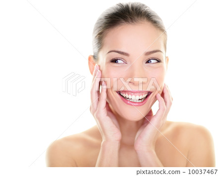 Beauty skin care woman looking to side happy Beauty skin care woman looking to side happy 10037467