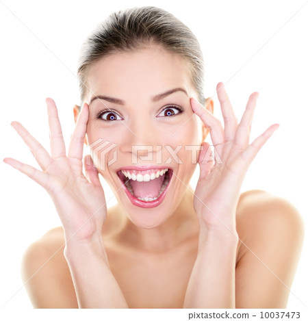 Beauty - happy funny Asian woman face expression Beauty - happy funny Asian woman face expression 10037473
