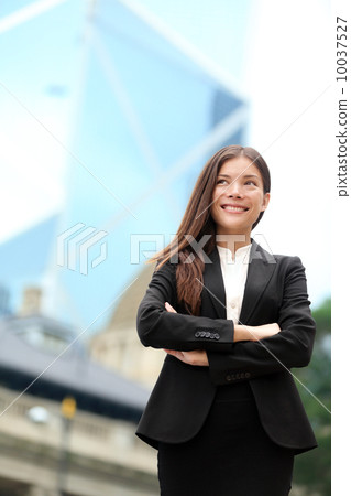 Asian business woman confident outdoor, Hong Kong Asian business woman confident outdoor, Hong Kong 10037527