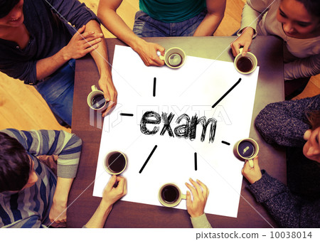 Student sitting around page say Exam 10038014