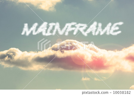 Mainframe against bright blue sky with cloud 10038182