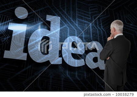 Idea against futuristic black and blue background 10038279