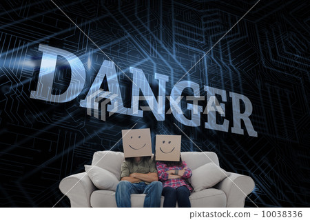 Danger against futuristic black and blue background 10038336