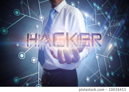 Businessman presenting the word hacker Businessman presenting the word hacker 10038453