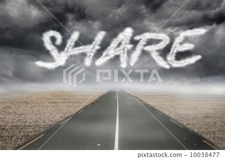 Share against misty brown landscape with street Share against misty brown landscape with street 10038477