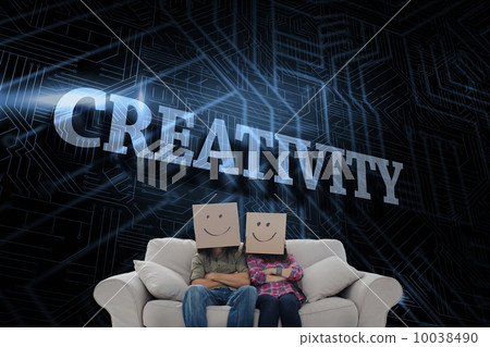 Creativity against futuristic black and blue background 10038490