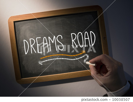 Hand writing Dreams road on chalkboard Hand writing Dreams road on chalkboard 10038507