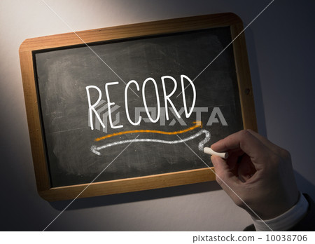 Hand writing Record on chalkboard 10038706