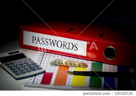 Passwords on red business binder 10038726