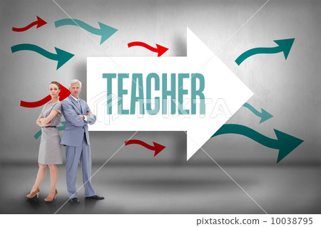 Teacher against arrows pointing Teacher against arrows pointing 10038795