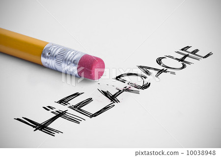 Headache against pencil with an eraser 10038948