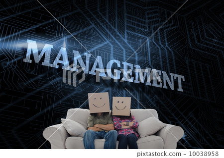 Management against futuristic black and blue background Management against futuristic black and blue background 10038958
