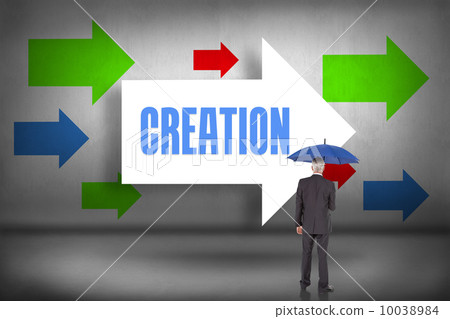 Creation against arrows pointing Creation against arrows pointing 10038984