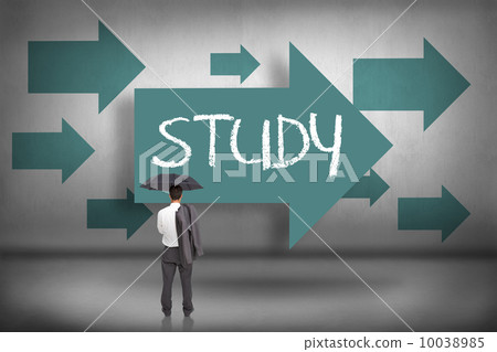 Study against blue arrows pointing Study against blue arrows pointing 10038985