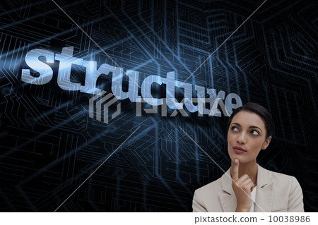 Structure against futuristic black and blue background Structure against futuristic black and blue background 10038986
