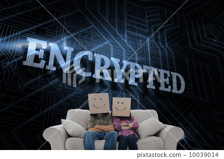 Encrypted against futuristic black and blue background 10039014