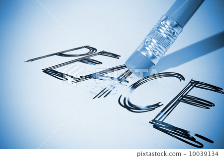 Pencil erasing the word Peace 10039134