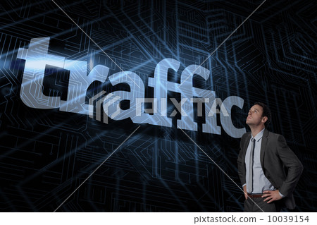 Traffic against futuristic black and blue background 10039154