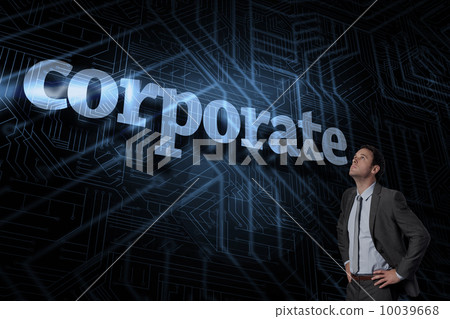 Corporate against futuristic black and blue background 10039668