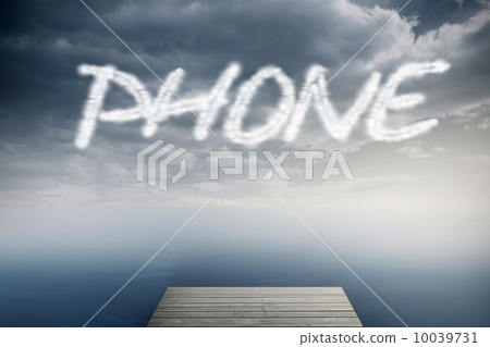 Phone against cloudy sky over ocean Phone against cloudy sky over ocean 10039731