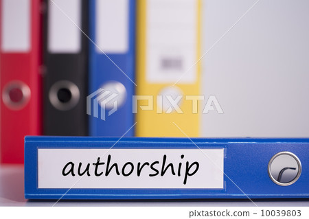 Authorship on blue business binder 10039803