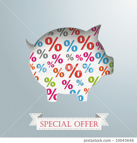 Piggy Bank Percents Silver Background 10043648
