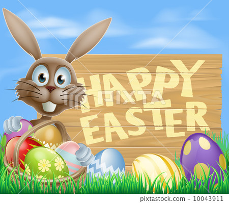 Happy Easter eggs basket bunny 10043911