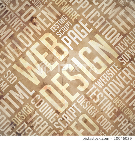 Web Design - Grunge Beige-Brown Wordcloud. 10046029