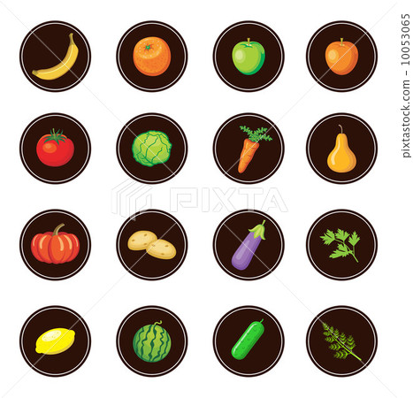 Fruits and vegetables. Set of icons. Fruits and vegetables. Set of icons. 10053065