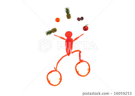 Healthy eating. Little funny juggler made of pepper. 10059253