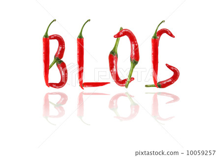 BLOG text composed of chili peppers. Isolated on white BLOG text composed of chili peppers. Isolated on white 10059257